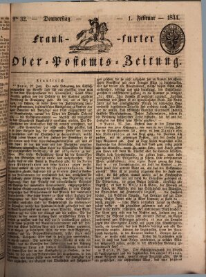 Frankfurter Ober-Post-Amts-Zeitung Donnerstag 1. Februar 1844