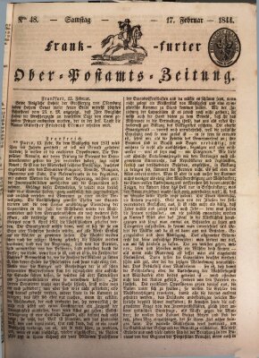 Frankfurter Ober-Post-Amts-Zeitung Samstag 17. Februar 1844