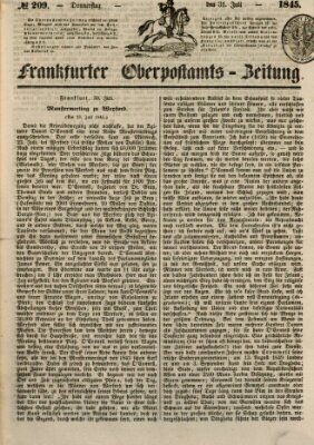 Frankfurter Ober-Post-Amts-Zeitung Donnerstag 31. Juli 1845