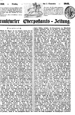 Frankfurter Ober-Post-Amts-Zeitung Dienstag 2. September 1845