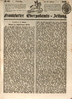 Frankfurter Ober-Post-Amts-Zeitung Donnerstag 12. Februar 1846