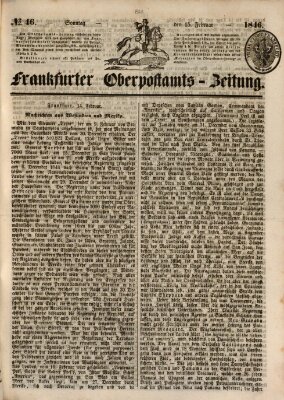 Frankfurter Ober-Post-Amts-Zeitung Sonntag 15. Februar 1846