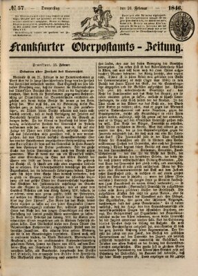 Frankfurter Ober-Post-Amts-Zeitung Donnerstag 26. Februar 1846