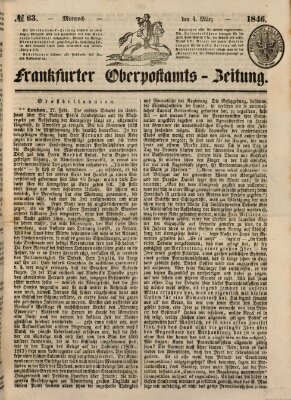 Frankfurter Ober-Post-Amts-Zeitung Mittwoch 4. März 1846