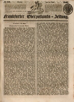 Frankfurter Ober-Post-Amts-Zeitung Dienstag 21. April 1846