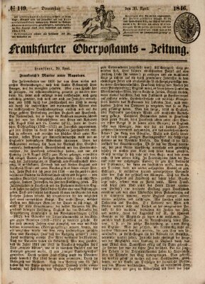 Frankfurter Ober-Post-Amts-Zeitung Donnerstag 30. April 1846