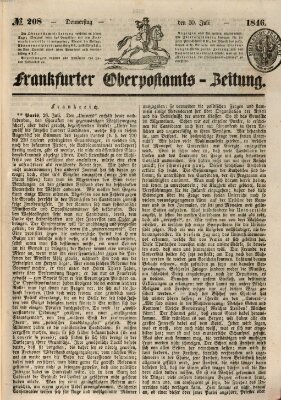 Frankfurter Ober-Post-Amts-Zeitung Donnerstag 30. Juli 1846