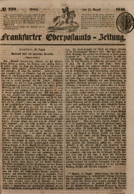 Frankfurter Ober-Post-Amts-Zeitung Freitag 21. August 1846