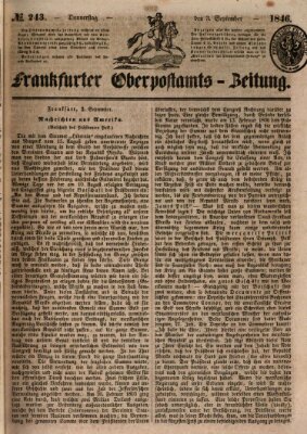 Frankfurter Ober-Post-Amts-Zeitung Donnerstag 3. September 1846