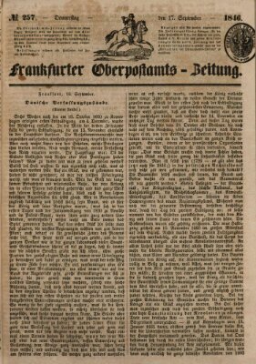 Frankfurter Ober-Post-Amts-Zeitung Donnerstag 17. September 1846