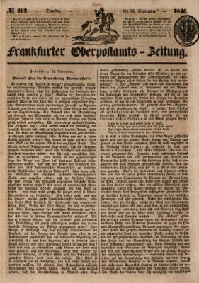 Frankfurter Ober-Post-Amts-Zeitung Dienstag 22. September 1846