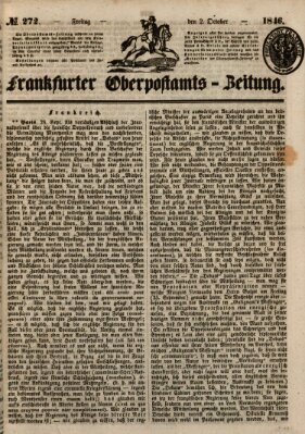 Frankfurter Ober-Post-Amts-Zeitung Freitag 2. Oktober 1846