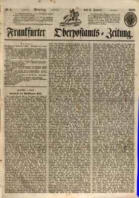 Frankfurter Ober-Post-Amts-Zeitung Montag 4. Januar 1847