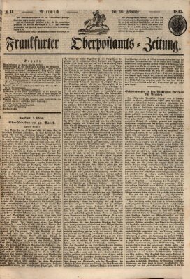 Frankfurter Ober-Post-Amts-Zeitung Mittwoch 10. Februar 1847