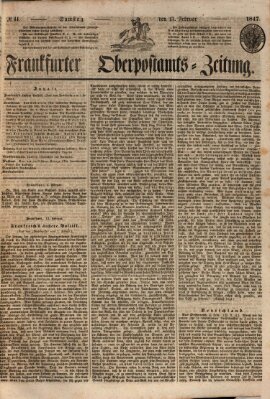 Frankfurter Ober-Post-Amts-Zeitung Samstag 13. Februar 1847