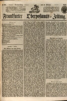 Frankfurter Ober-Post-Amts-Zeitung Donnerstag 18. Februar 1847