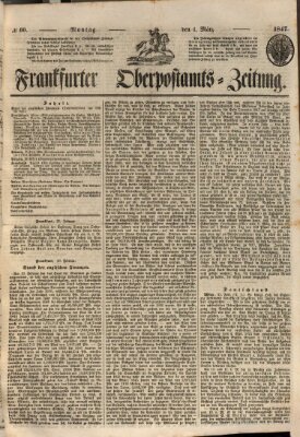 Frankfurter Ober-Post-Amts-Zeitung Montag 1. März 1847