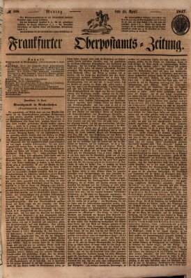 Frankfurter Ober-Post-Amts-Zeitung Montag 19. April 1847