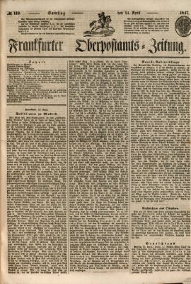 Frankfurter Ober-Post-Amts-Zeitung Samstag 24. April 1847