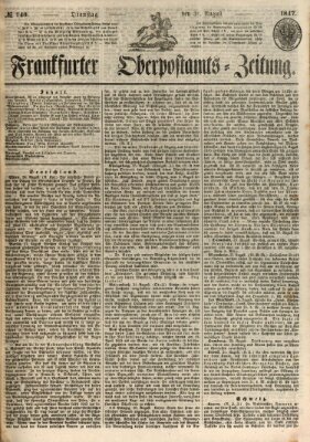 Frankfurter Ober-Post-Amts-Zeitung Dienstag 31. August 1847