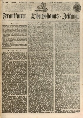 Frankfurter Ober-Post-Amts-Zeitung Samstag 4. September 1847