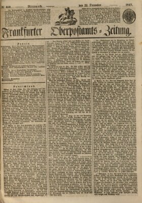 Frankfurter Ober-Post-Amts-Zeitung Mittwoch 22. Dezember 1847