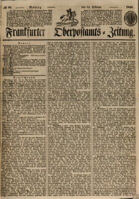 Frankfurter Ober-Post-Amts-Zeitung Montag 14. Februar 1848