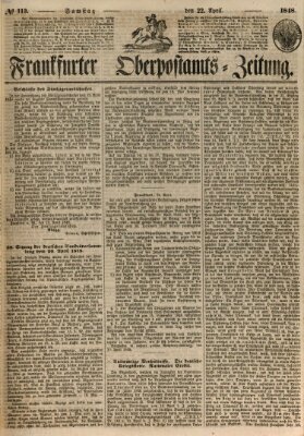 Frankfurter Ober-Post-Amts-Zeitung Samstag 22. April 1848