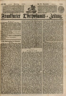 Frankfurter Ober-Post-Amts-Zeitung Freitag 22. September 1848