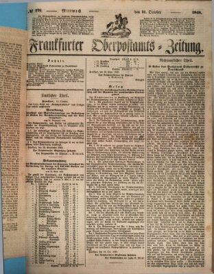 Frankfurter Ober-Post-Amts-Zeitung Mittwoch 11. Oktober 1848