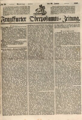 Frankfurter Ober-Post-Amts-Zeitung Montag 29. Januar 1849