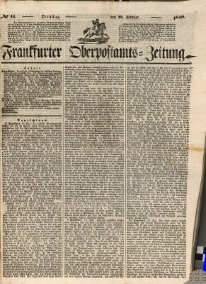 Frankfurter Ober-Post-Amts-Zeitung Dienstag 20. Februar 1849