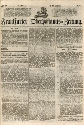 Frankfurter Ober-Post-Amts-Zeitung Montag 26. Februar 1849