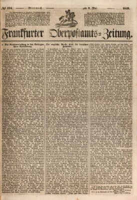 Frankfurter Ober-Post-Amts-Zeitung Mittwoch 2. Mai 1849