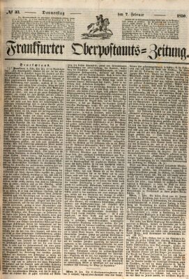 Frankfurter Ober-Post-Amts-Zeitung Donnerstag 7. Februar 1850