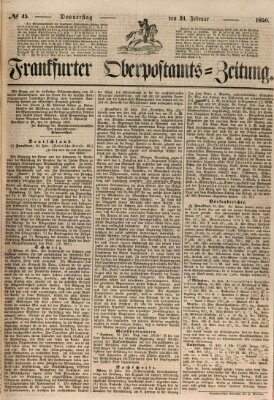 Frankfurter Ober-Post-Amts-Zeitung Donnerstag 21. Februar 1850