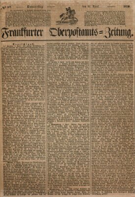 Frankfurter Ober-Post-Amts-Zeitung Donnerstag 11. April 1850