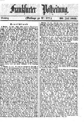 Frankfurter Postzeitung (Frankfurter Ober-Post-Amts-Zeitung) Montag 26. Juli 1852