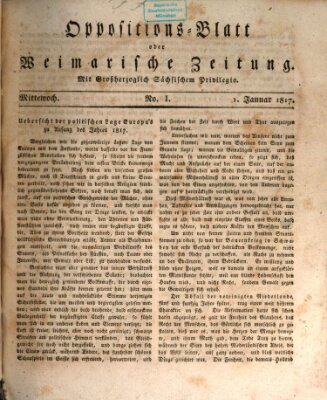 Oppositions-Blatt oder Weimarische Zeitung Mittwoch 1. Januar 1817