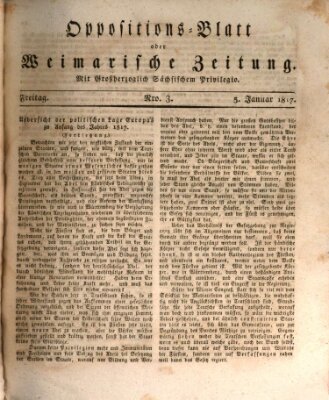 Oppositions-Blatt oder Weimarische Zeitung Freitag 3. Januar 1817