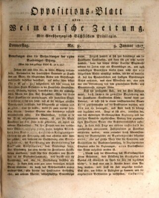 Oppositions-Blatt oder Weimarische Zeitung Donnerstag 9. Januar 1817