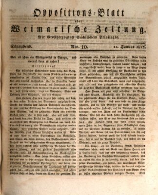 Oppositions-Blatt oder Weimarische Zeitung Samstag 11. Januar 1817