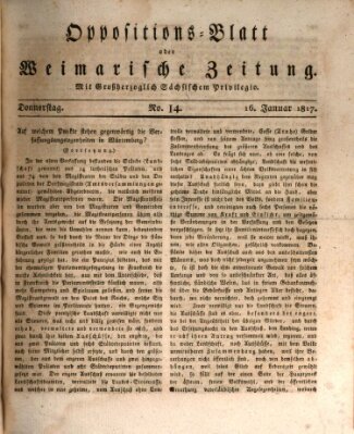 Oppositions-Blatt oder Weimarische Zeitung Donnerstag 16. Januar 1817