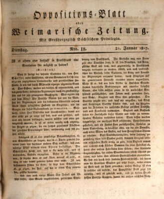 Oppositions-Blatt oder Weimarische Zeitung Dienstag 21. Januar 1817