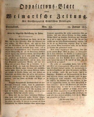 Oppositions-Blatt oder Weimarische Zeitung Samstag 25. Januar 1817