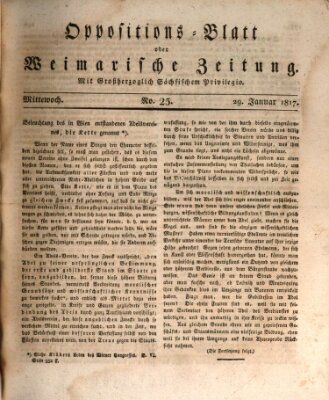 Oppositions-Blatt oder Weimarische Zeitung Mittwoch 29. Januar 1817