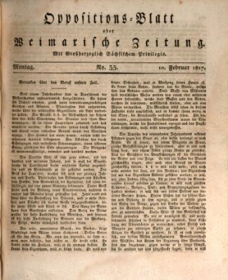 Oppositions-Blatt oder Weimarische Zeitung Montag 10. Februar 1817