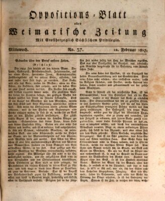 Oppositions-Blatt oder Weimarische Zeitung Mittwoch 12. Februar 1817