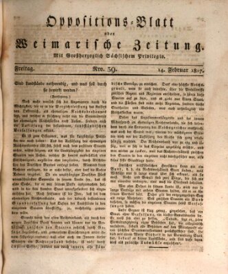 Oppositions-Blatt oder Weimarische Zeitung Freitag 14. Februar 1817