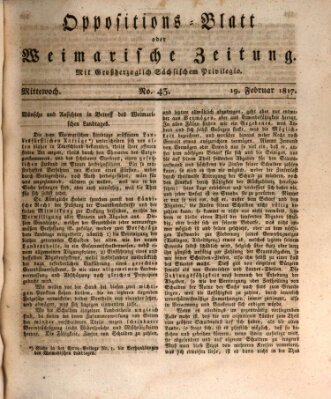 Oppositions-Blatt oder Weimarische Zeitung Mittwoch 19. Februar 1817